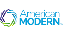 A blue and green logo for american modern