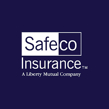 A blue and white logo of safeco insurance.