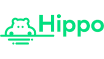 A green hippo logo with the word hippos underneath it.